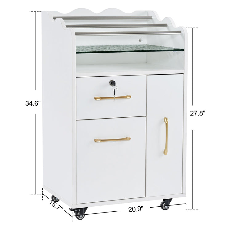 Salon Cart With Lockable Drawer Barber Trolley For Hair Stylist 2045