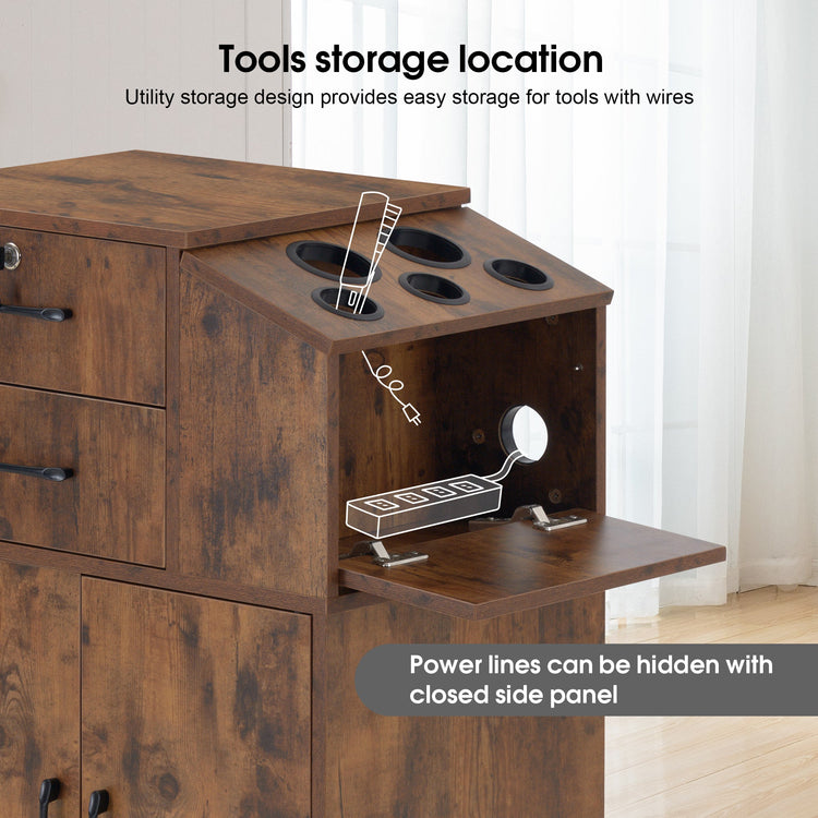 Barber Locking Storage Station Beauty Salon Cabinet For Hair Stylist 2005