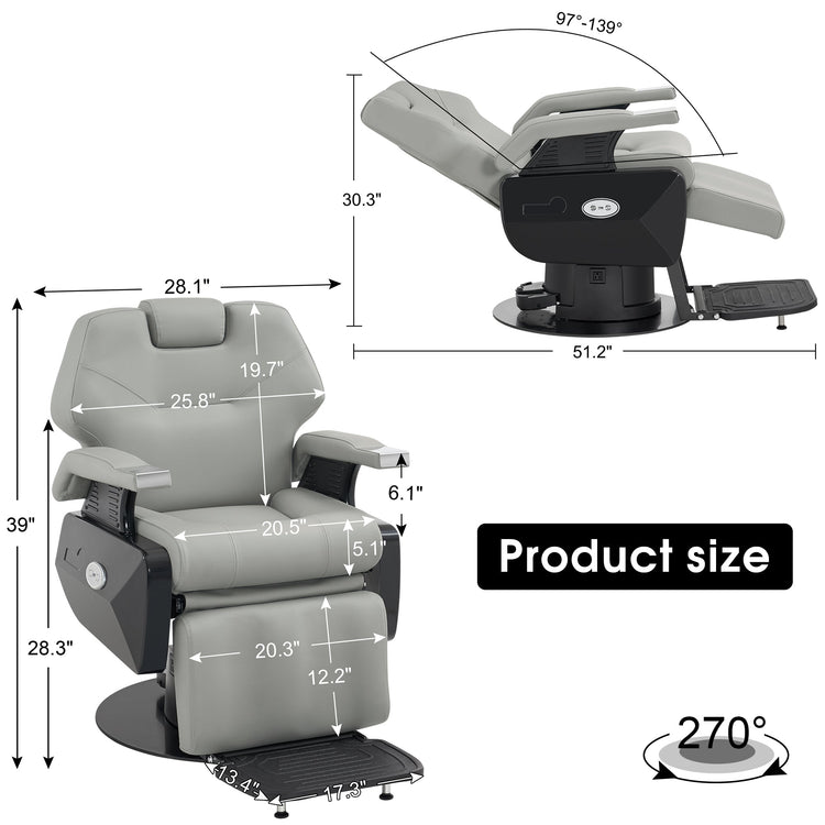 Electric Barber Chair, Reclining Salon Styling Chair For Hair Stylist 9108