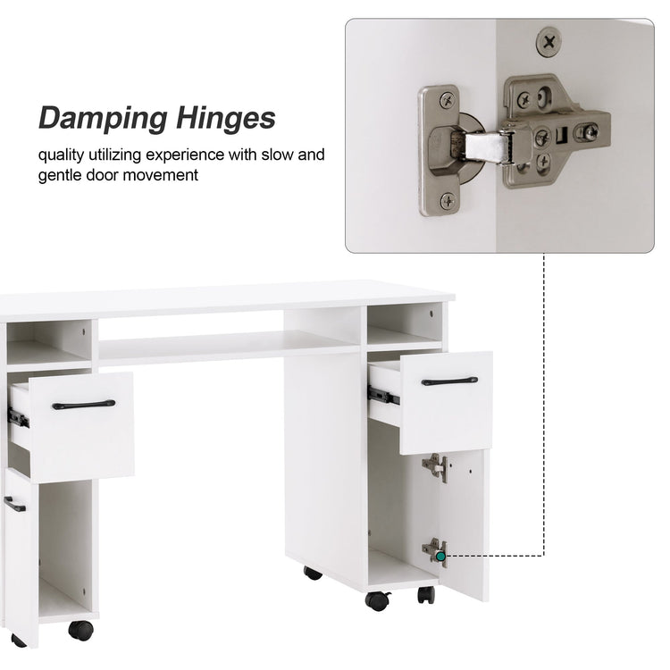 Manicure Table With Wheels Movable Nail Desk Salon Workstation 2600