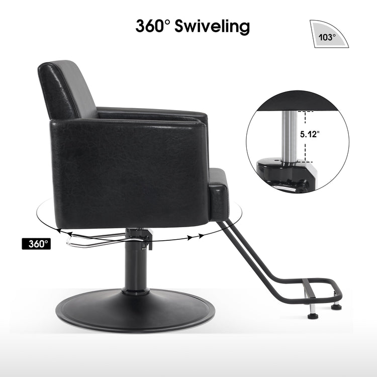 Black Salon Chair, Barber Hydraulic Styling Chair For Hair Stylist 9412