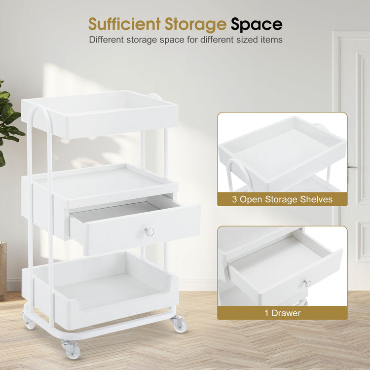 Salon Trolley With Wheels, Spa Storage Stylist Cart With Shelves 2086