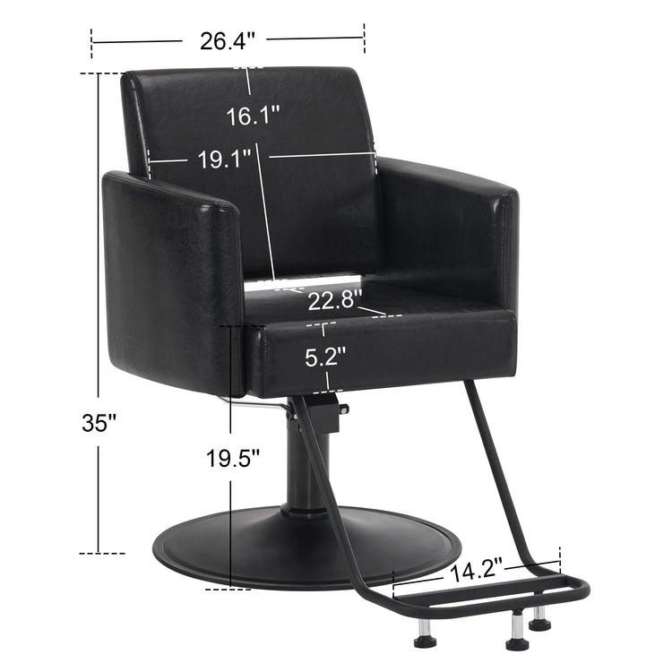 Black Salon Chair, Barber Hydraulic Styling Chair For Hair Stylist 9412