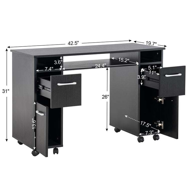 Manicure Table With Wheels Movable Nail Desk Salon Workstation 2600