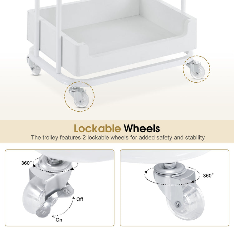 Salon Trolley With Wheels, Spa Storage Stylist Cart With Shelves 2086