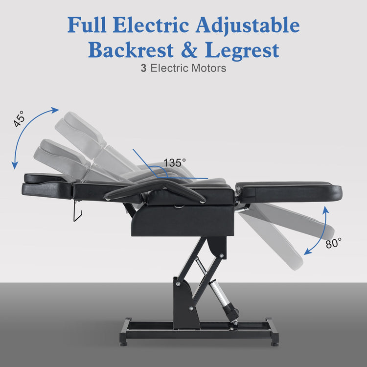Electric Tattoo Chair For Client, Facial Bed For Esthetician With 3 Motors, Massage Table 2751