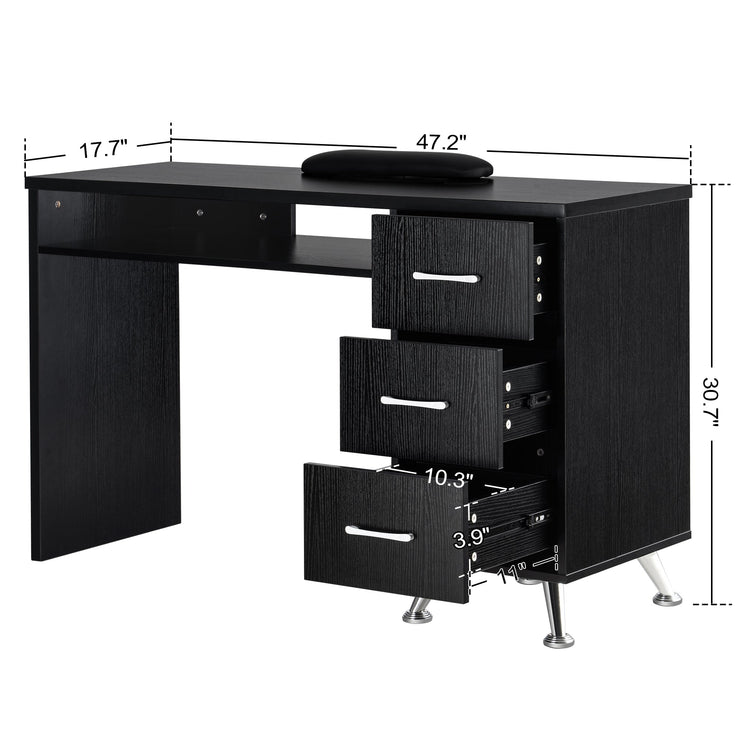 Manicure Table, Nail Desk With Wrist Rest Salon Workstation 2655