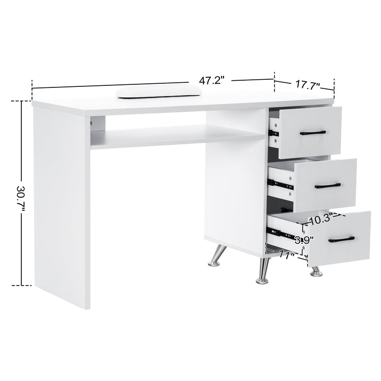 Manicure Table, Nail Desk With Wrist Rest Salon Workstation 2655