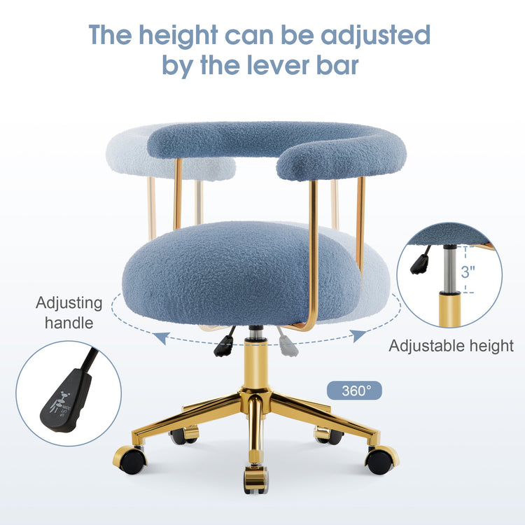 Nail Chair With Rolling Wheels Adjustable Makeup Vanity Chair 3527