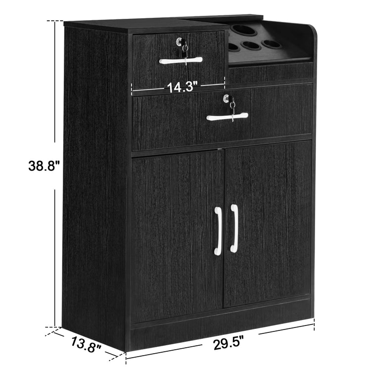 Locking Storage Cabinet Barber Utility Beauty Salon Station With Holders 2032