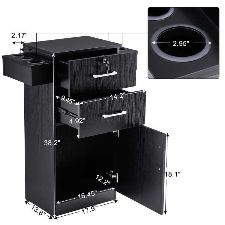 Locking Salon Cabinet With Hair Dryer Holder Barber Stylist Station 2021