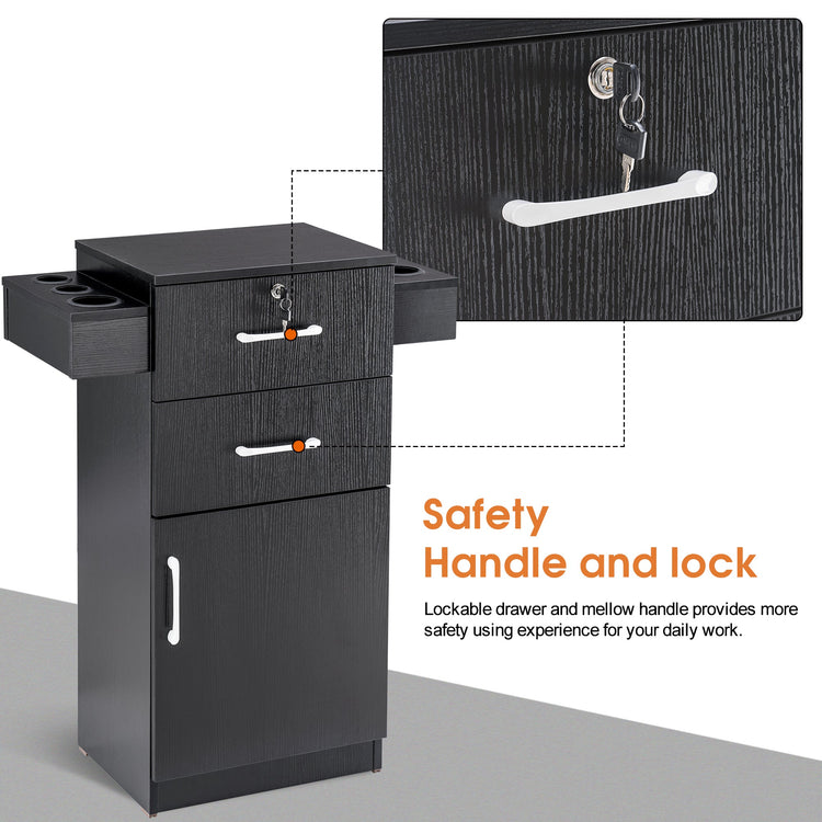 Locking Salon Cabinet With Hair Dryer Holder Barber Stylist Station 2021