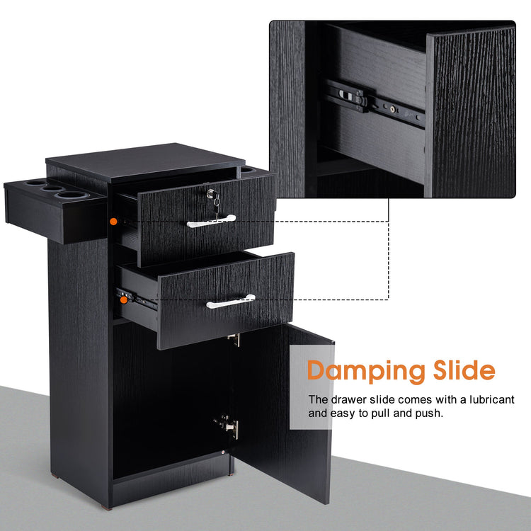 Locking Salon Cabinet With Hair Dryer Holder Barber Stylist Station 2021