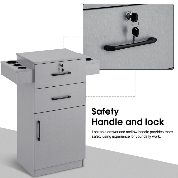 Locking Salon Cabinet With Hair Dryer Holder Barber Stylist Station 2021