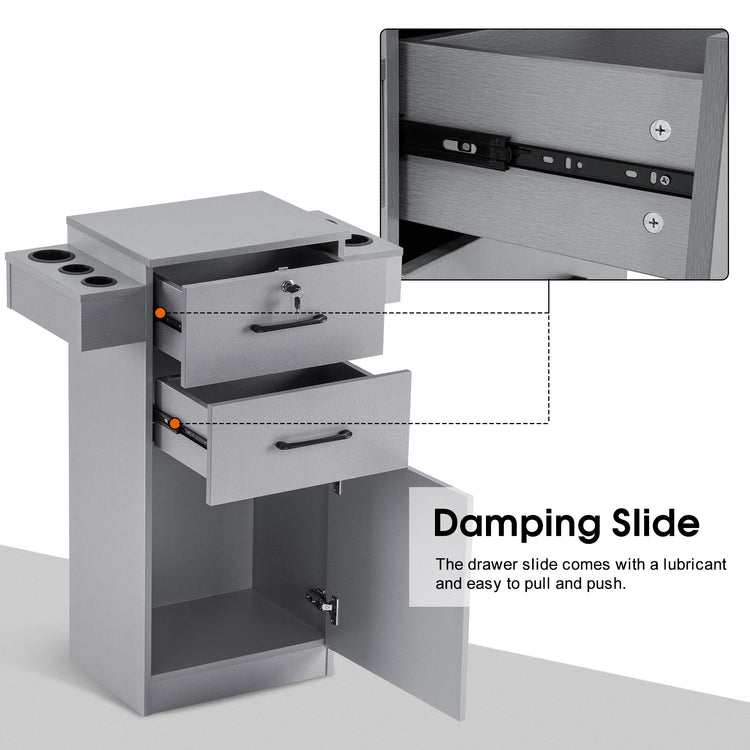 Locking Salon Cabinet With Hair Dryer Holder Barber Stylist Station 2021