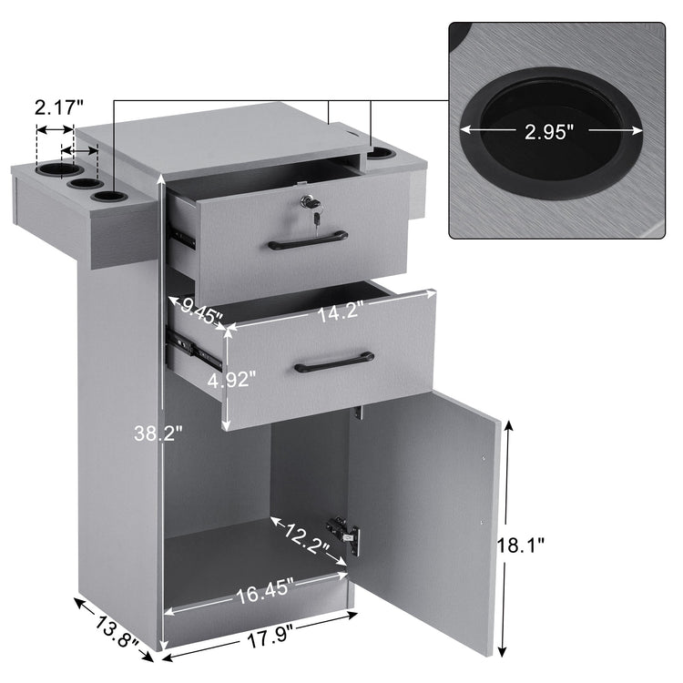 Locking Salon Cabinet With Hair Dryer Holder Barber Stylist Station 2021