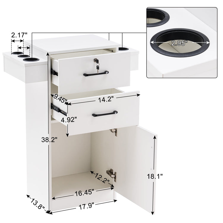 Locking Salon Cabinet With Hair Dryer Holder Barber Stylist Station 2021