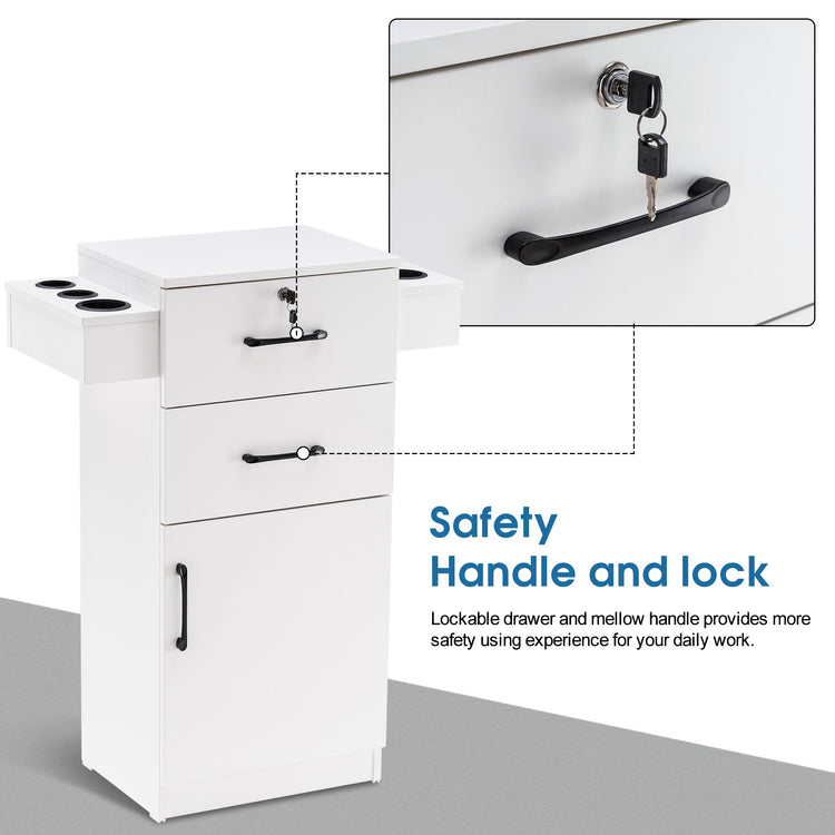 Locking Salon Cabinet With Hair Dryer Holder Barber Stylist Station 2021