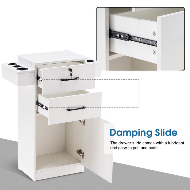 Locking Salon Cabinet With Hair Dryer Holder Barber Stylist Station 2021