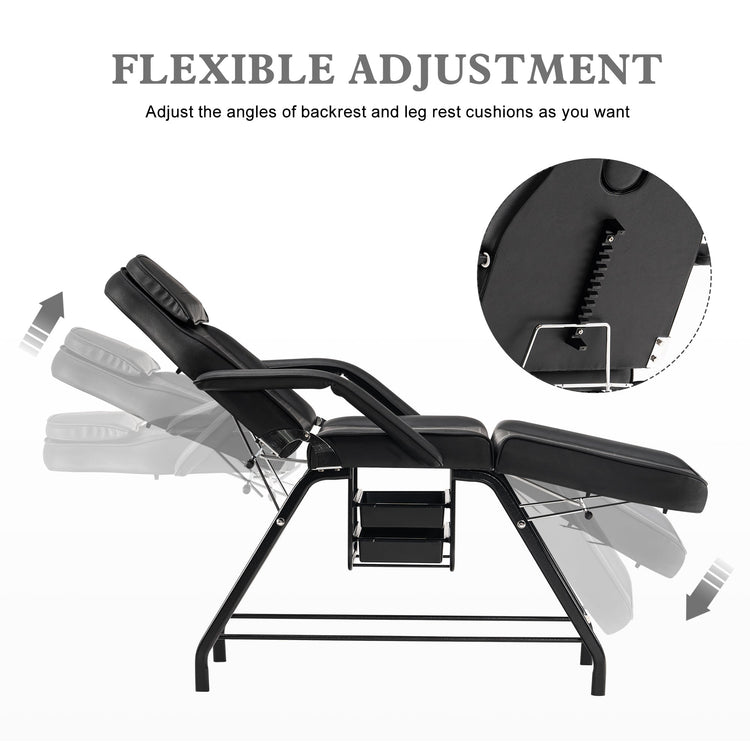 Pro Massage Chair Adjustable Tattoo Bed With Storage Baskets 9612