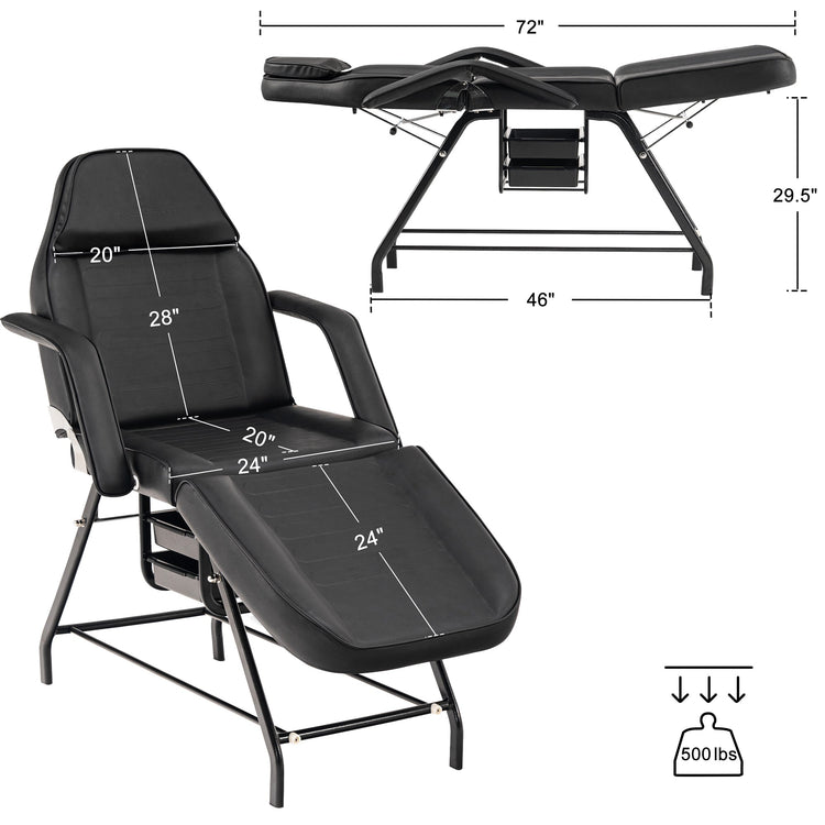 Pro Massage Chair Adjustable Tattoo Bed With Storage Baskets 9612