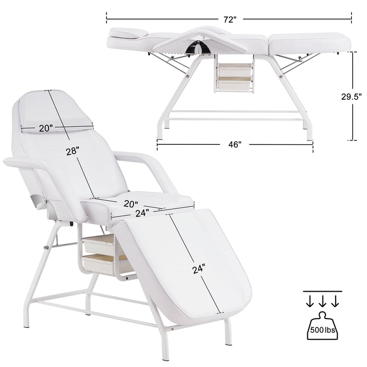 Pro Massage Chair Adjustable Tattoo Bed With Storage Baskets 9612