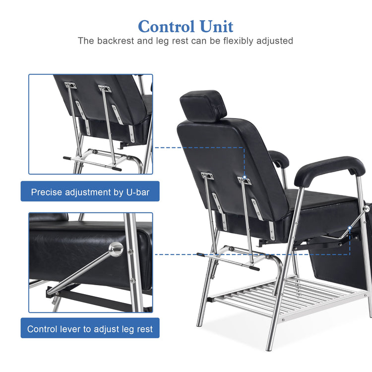 Professional Tattoo Chair With Headrest Massage Bed With Storage Shelf 2767