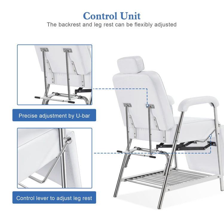 Professional Tattoo Chair With Headrest Massage Bed With Storage Shelf 2767