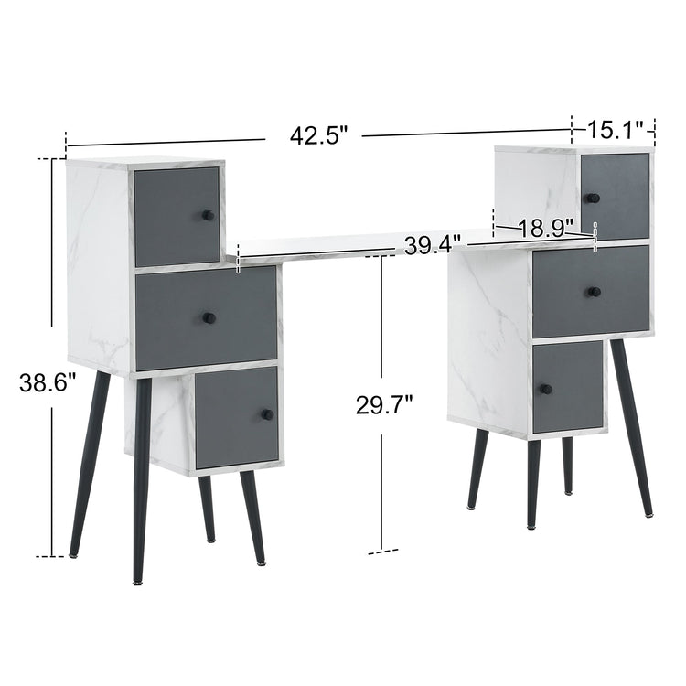 Manicure Table In Darkgrey&White Makeup Storage Desk 2677