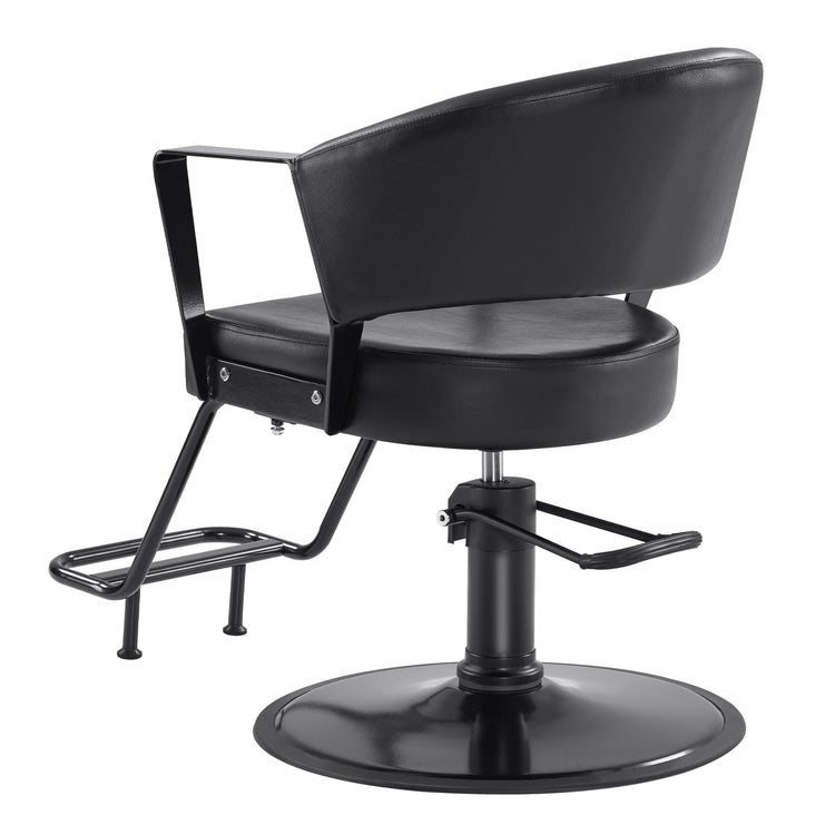 Hydraulic Salon Chair, All Black 360° Swivel Hair Styling Chair 8517