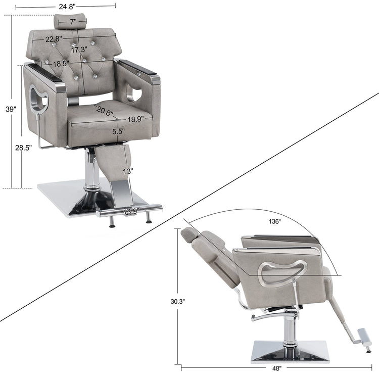 Reclining Barber Chair For Hair Stylist, Hair Beauty Spa Salon Chair 8132