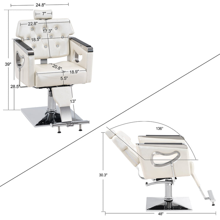Reclining Barber Chair For Hair Stylist, Hair Beauty Spa Salon Chair 8132