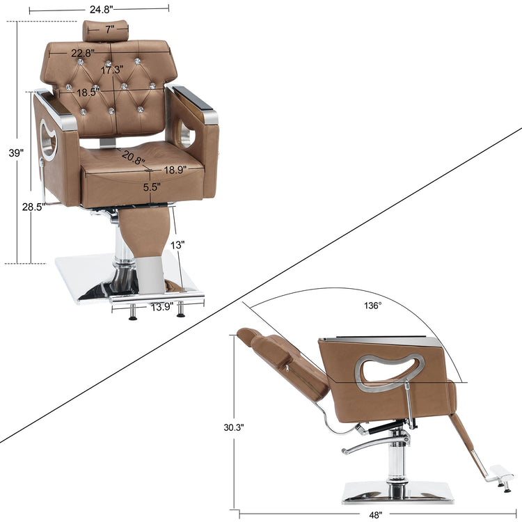 Reclining Barber Chair For Hair Stylist, Hair Beauty Spa Salon Chair 8132