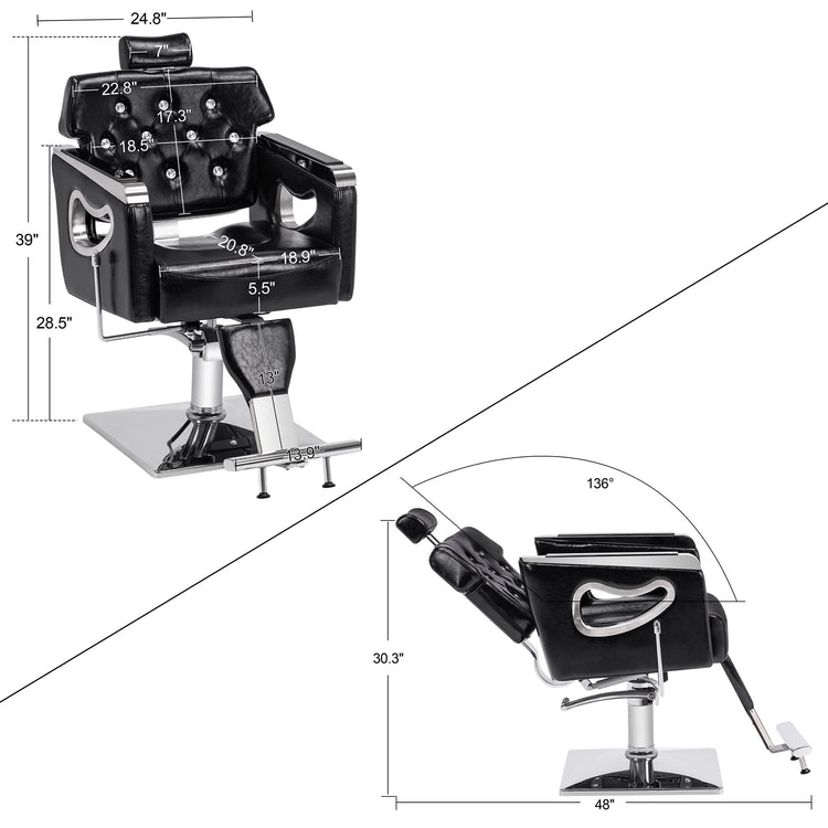 Reclining Barber Chair For Hair Stylist, Hair Beauty Spa Salon Chair 8132