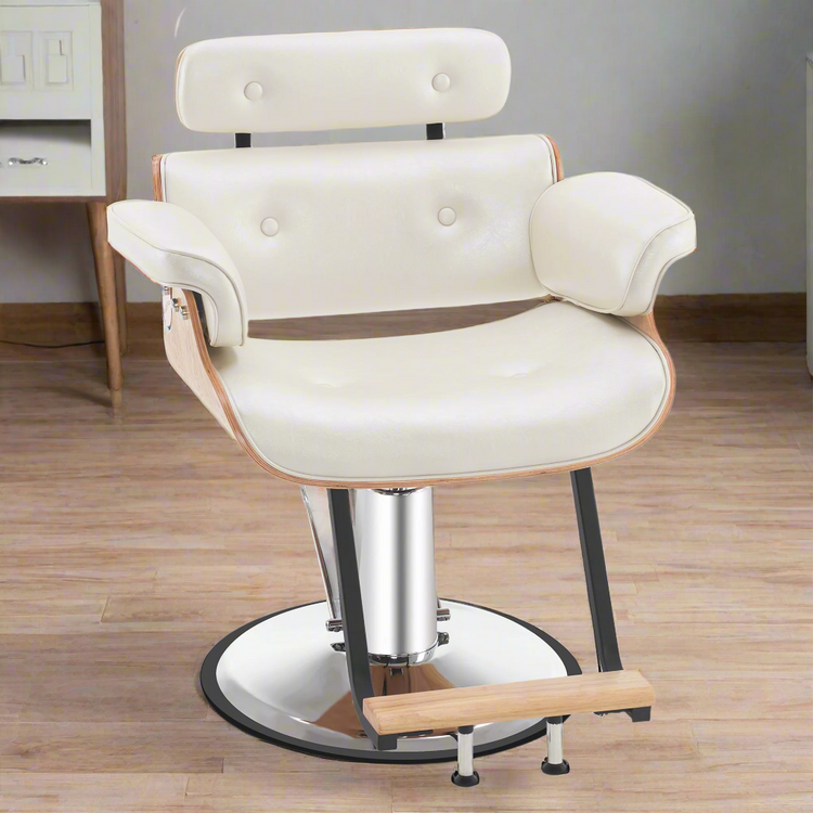 Hydraulic Salon Chair,Curved Wood Frame Hair Cutting Styling Chair 8261