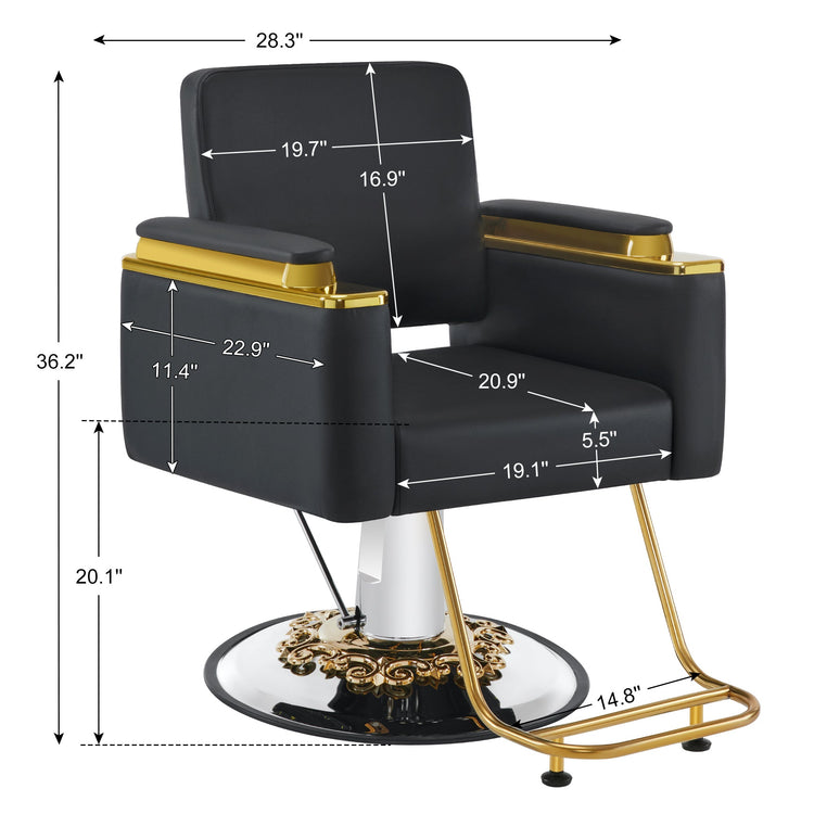 Gold&Black Salon Chair, Hydraulic Barber Spa Styling Equipment 8633