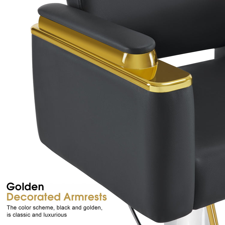 Gold&Black Salon Chair, Hydraulic Barber Spa Styling Equipment 8633