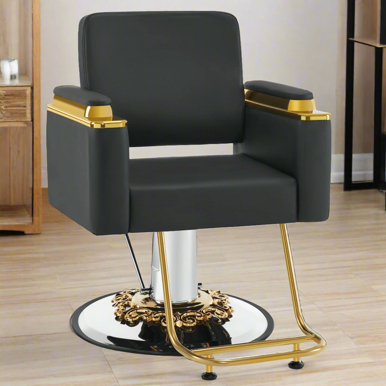 Gold&Black Salon Chair, Hydraulic Barber Spa Styling Equipment 8633