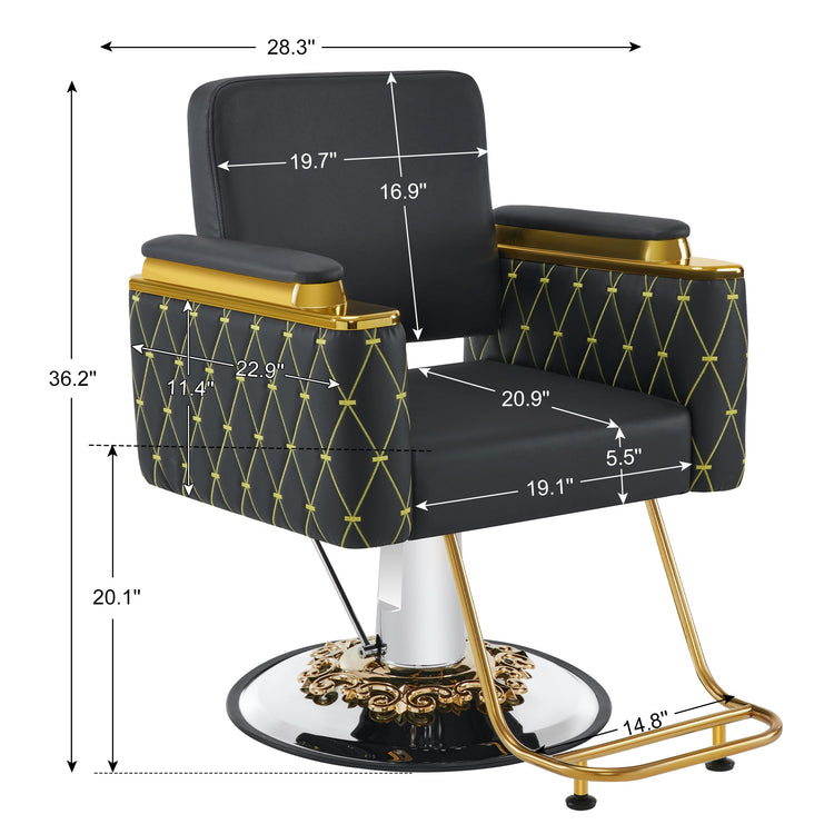 Gold&Black Salon Chair, Hydraulic Barber Spa Styling Equipment 8633