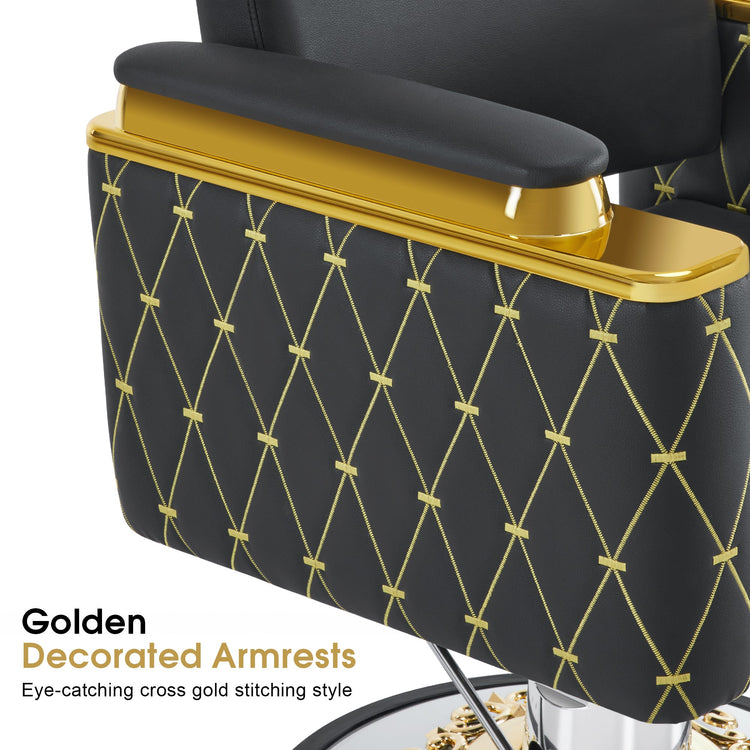 Gold&Black Salon Chair, Hydraulic Barber Spa Styling Equipment 8633