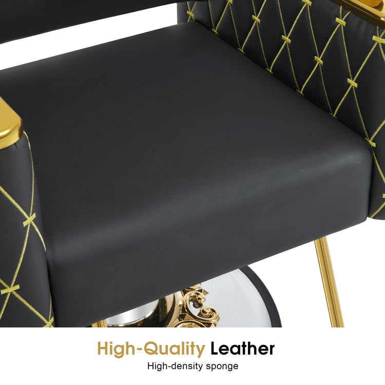 Gold&Black Salon Chair, Hydraulic Barber Spa Styling Equipment 8633