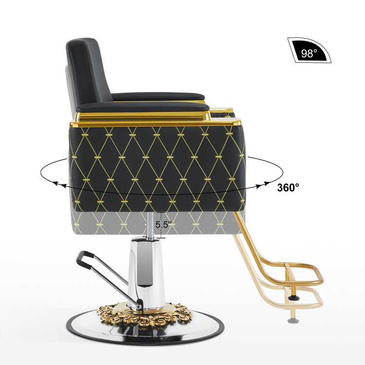 Gold&Black Salon Chair, Hydraulic Barber Spa Styling Equipment 8633
