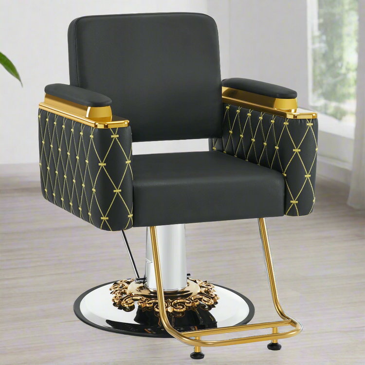 Gold&Black Salon Chair, Hydraulic Barber Spa Styling Equipment 8633