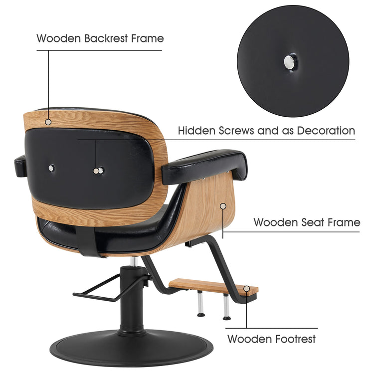 Wooden Swivel Salon Chair For Hair Stylist, Hair Styling Chair 9262