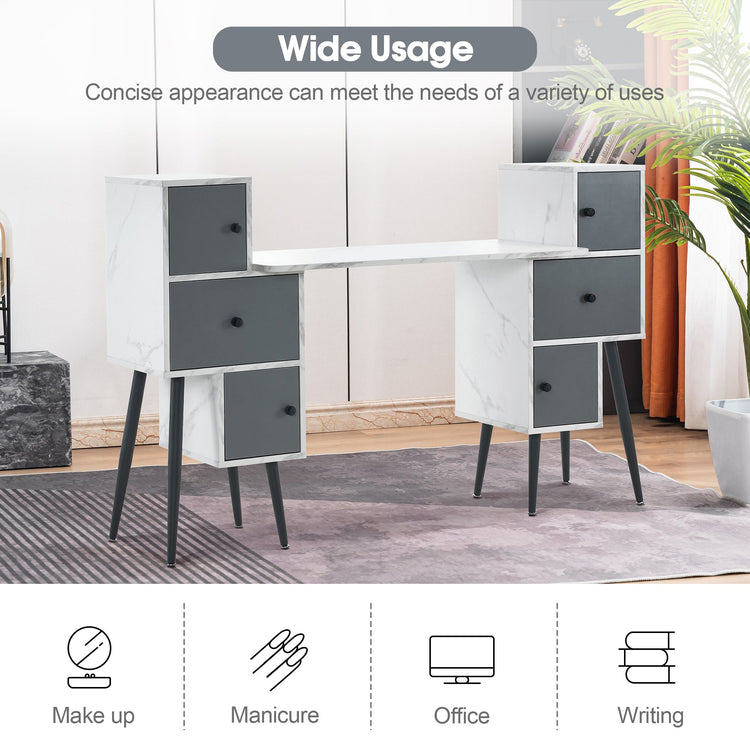 Manicure Table In Darkgrey&White Makeup Storage Desk 2677