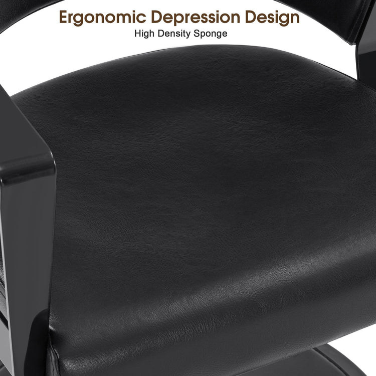 Hydraulic Salon Chair, All Black 360° Swivel Hair Styling Chair 8517