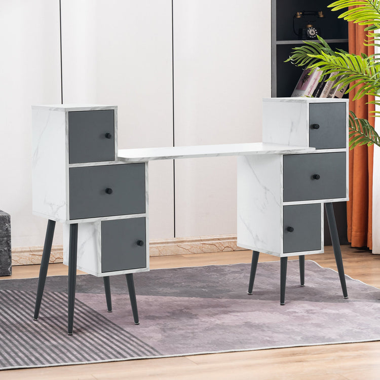 Manicure Table In Darkgrey&White Makeup Storage Desk 2677