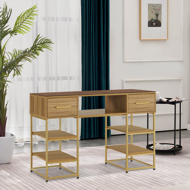 Beauty Manicure Table With Metal Frame & Glass, Modern Nail Equipment 2411