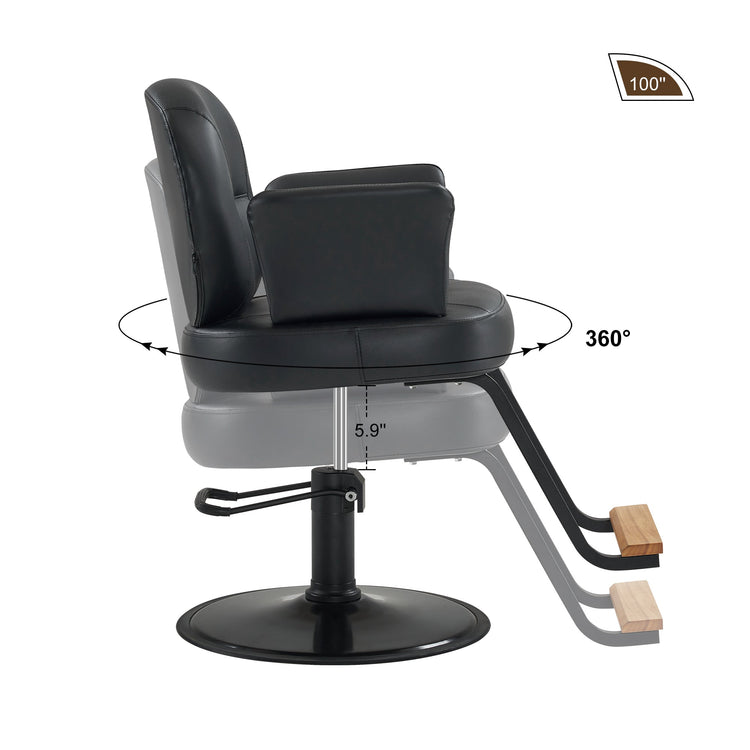 Black Salon Chair, Breathable Pvc Leather Beauty Chair For Hair Stylist 3082