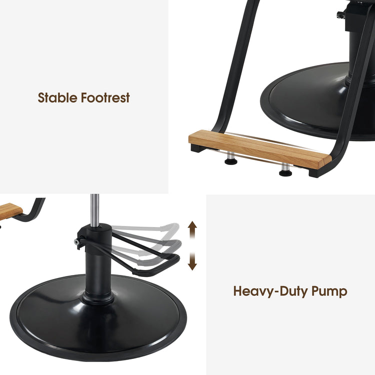 Black Salon Chair, Breathable Pvc Leather Beauty Chair For Hair Stylist 3082